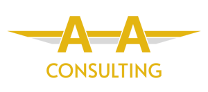 A is A Consulting main Company Logo. Pilot Wings